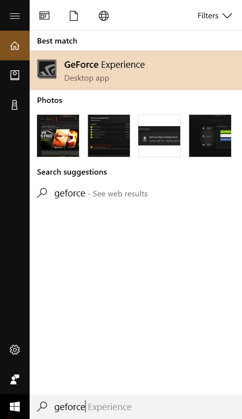 Search Geforce Experience