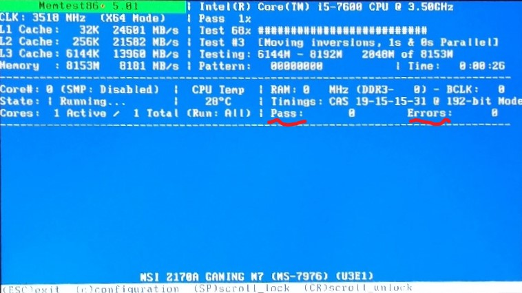 Memtest screen