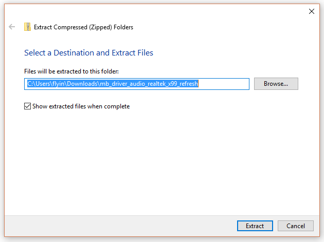 Check the box to show files when completed. Hit extract